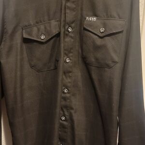 DIXXON FIST ARMY FLANNEL Black Casual Button Down Shirt
